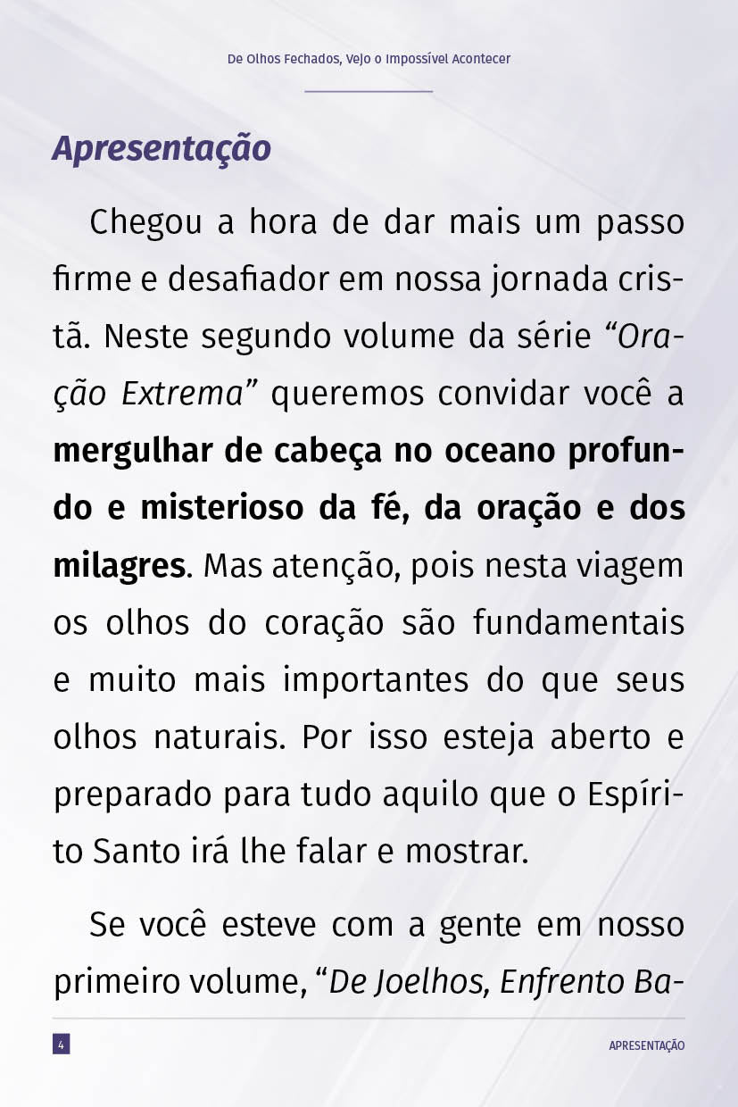 Ebook "De Olhos Fechados, Vejo o Impossível Acontecer!"